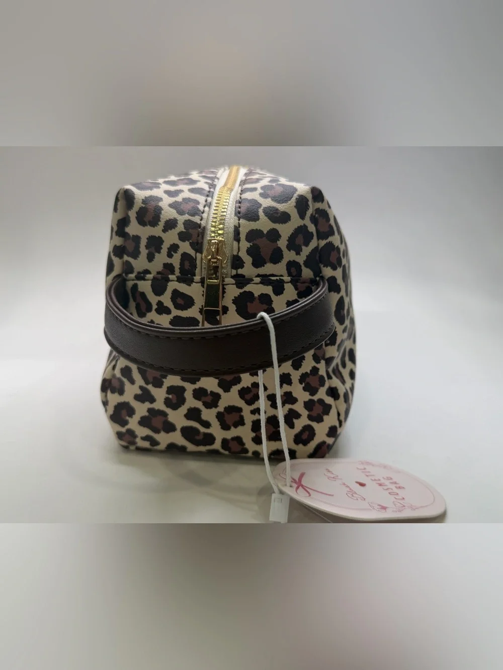 Leopard Print Cosmetic Pouch in Beige and Brown